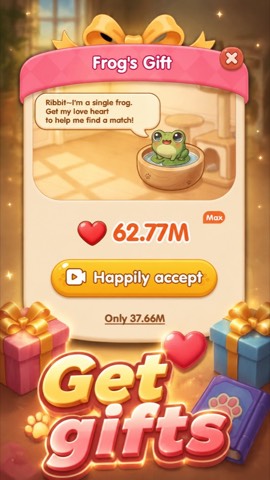 Frog Gift event with rewards and happily accept button